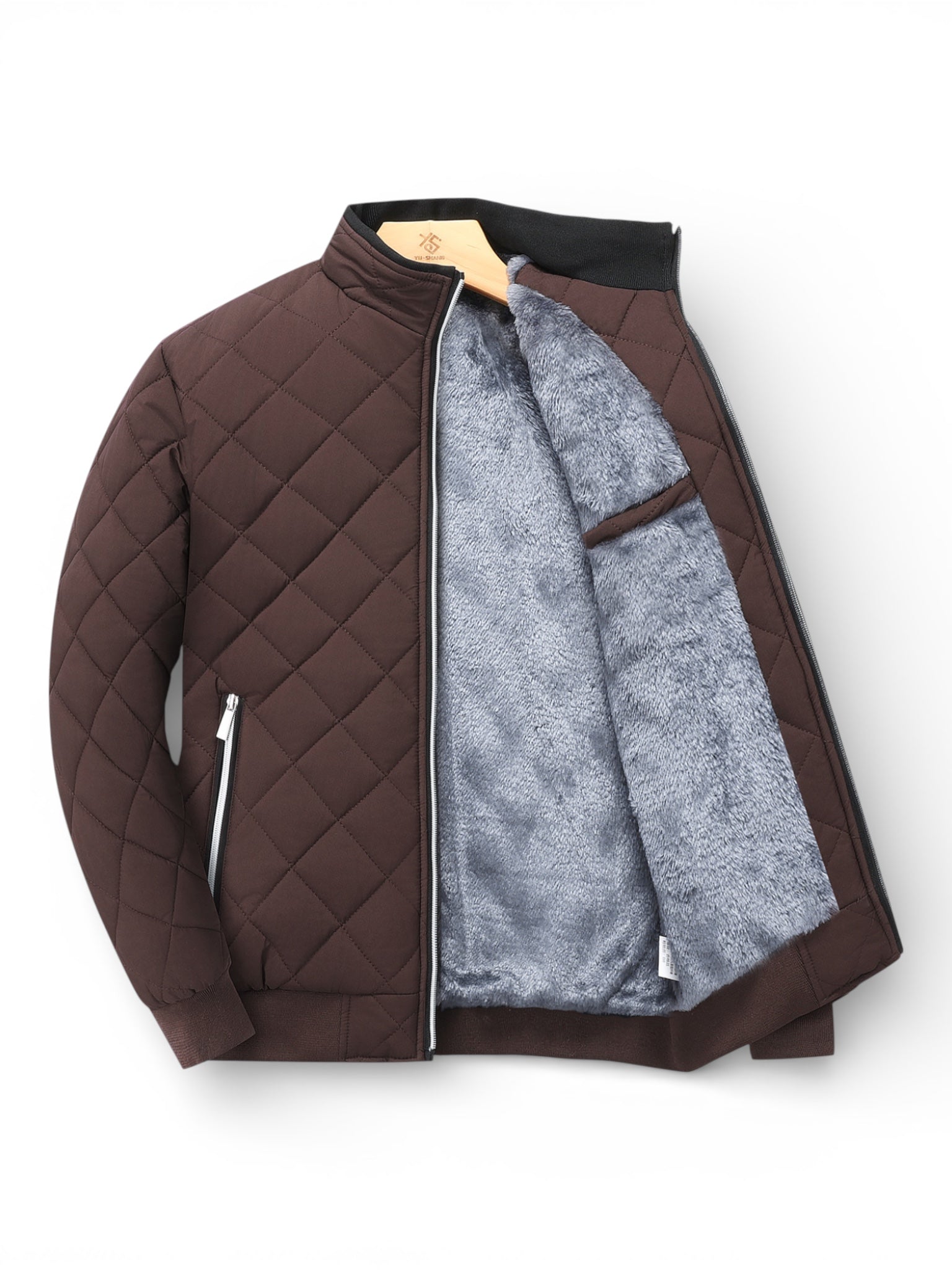 Men’s Quilted Polyester Vest with Fleece Lining for Warmth