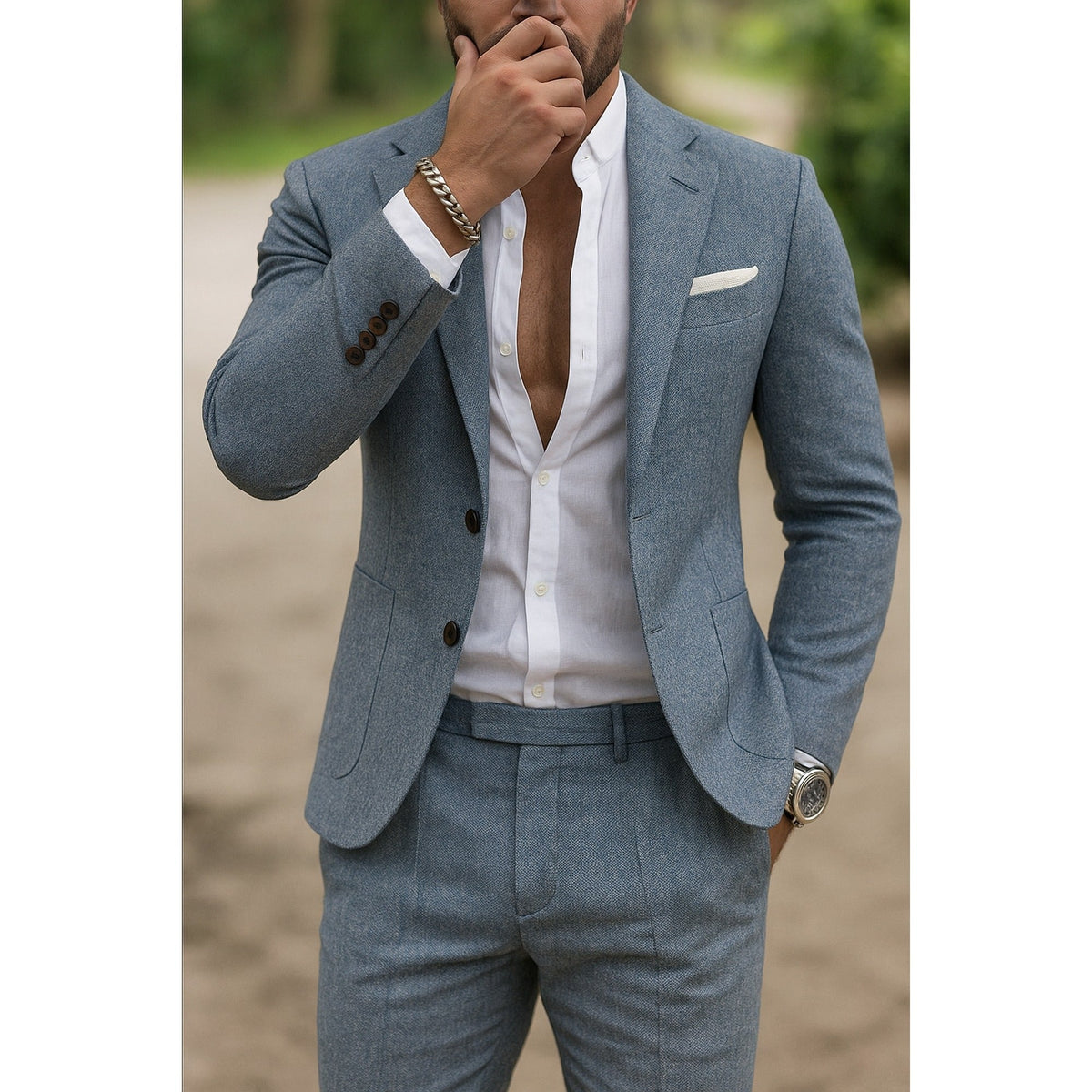 Oliver | Men's Blazer and Pants Set with Slim Fit and Pocket Details