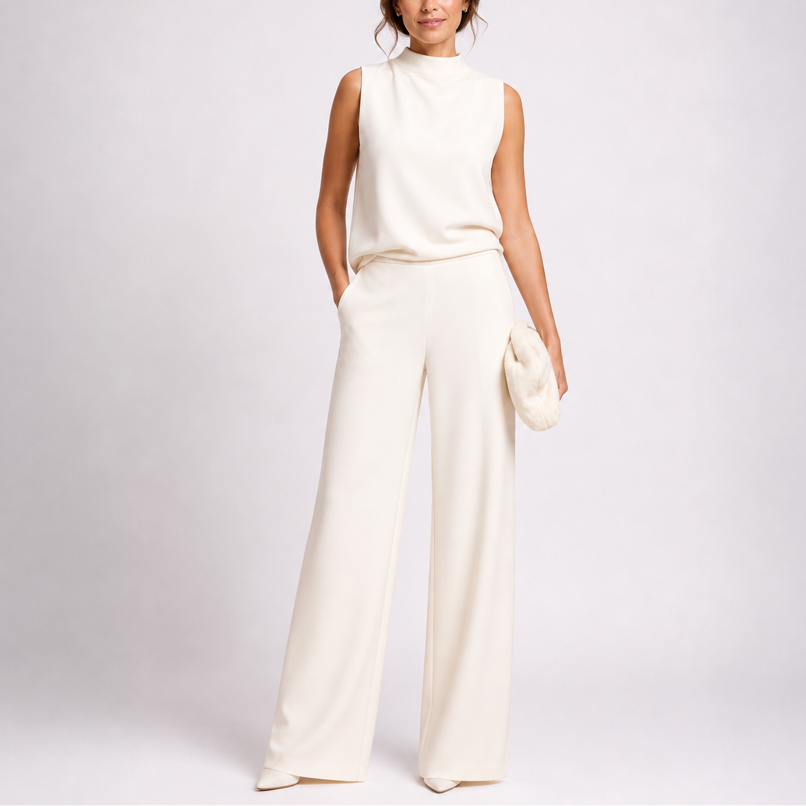 Larkin Wide-Leg Jumpsuit with High Neck