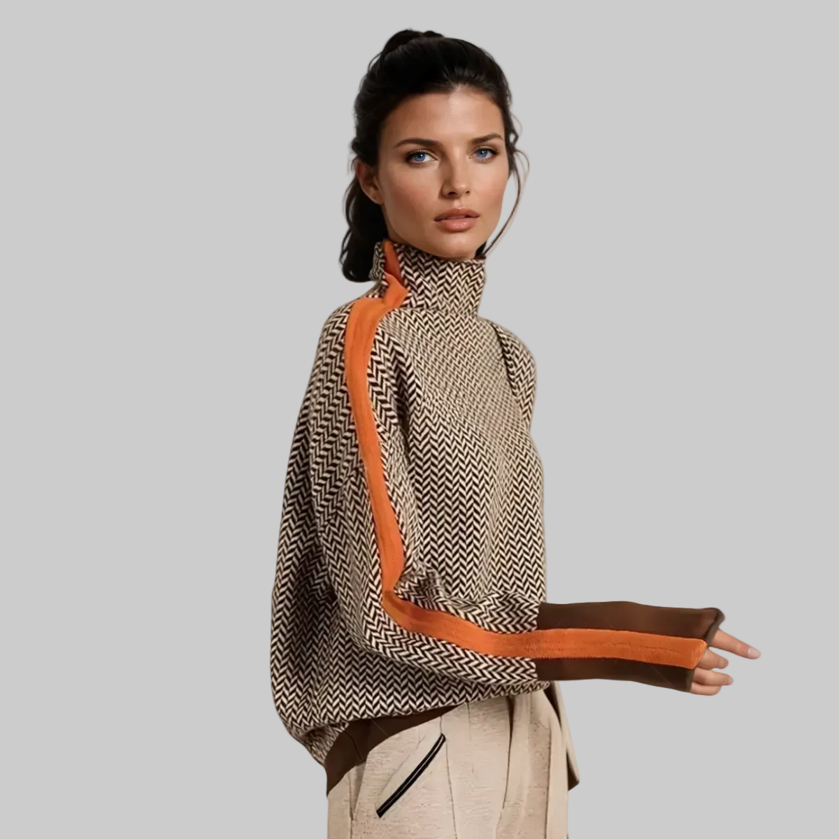 Agnes | Herringbone Roll Neck Jumper