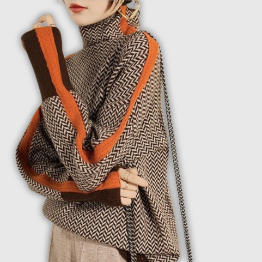 Agnes | Herringbone Roll Neck Jumper