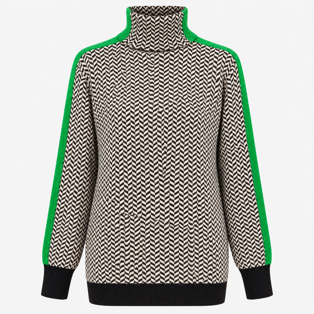 Agnes | Herringbone Roll Neck Jumper